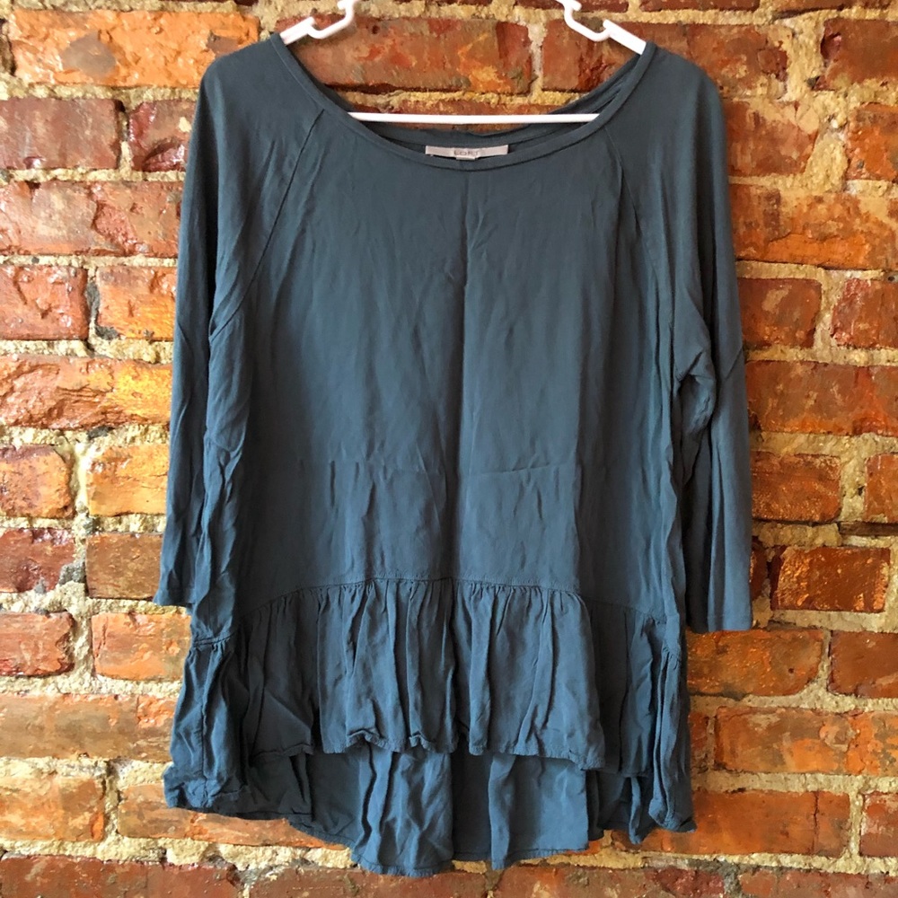 LOFT casual peplum, high low shirt